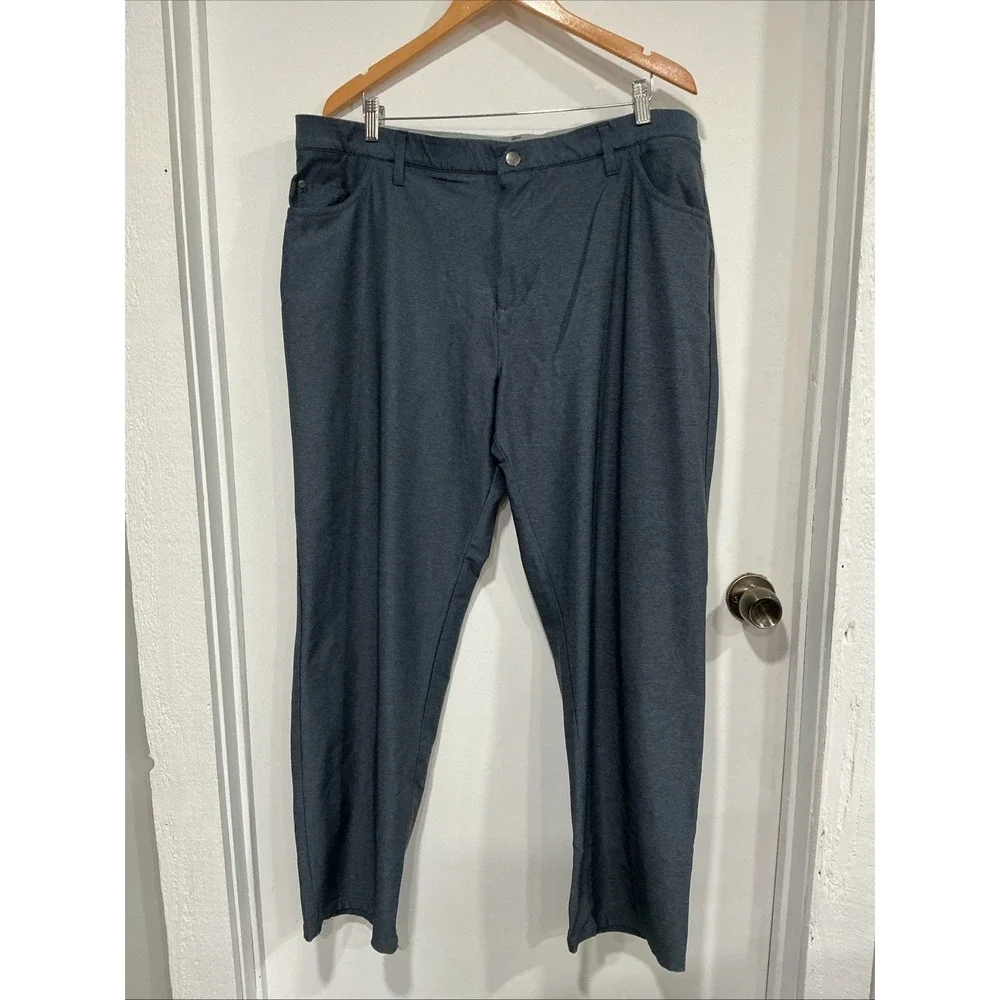 Adidas Men Golf Pants 42x32 Solid Blue Straight Leg Athletic Performance